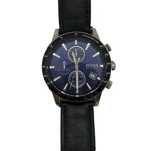 Hugo Boss Men's Watch Stainless Steel HB2841272912 Blue Multi Dial Face Leather